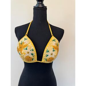 Julea Domani Yellow Beaded Bikini Top Size 3 (Large)